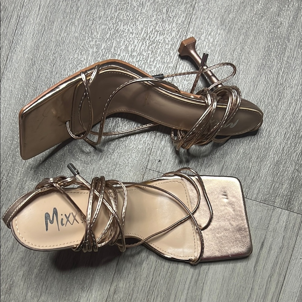 Rose Gold Strappy Women's Heels